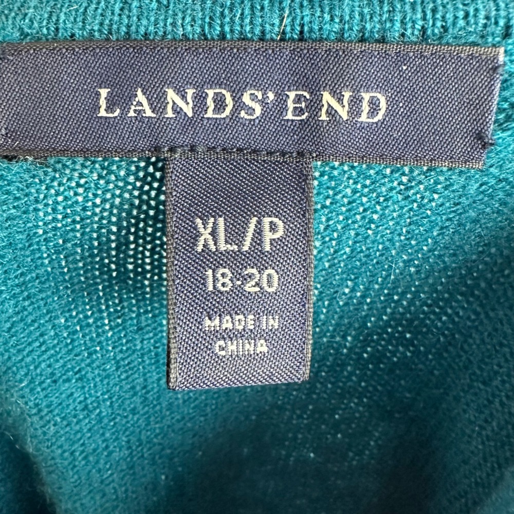 100% Cashmere Sweater XL Petite 18 20 Teal Blue Mock Neck Soft Knit Lands' End - Picture 16 of 17